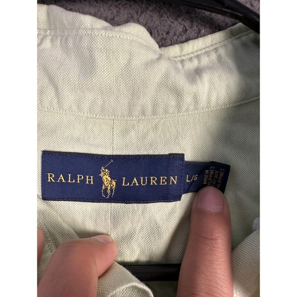 Ralph Lauren Shirt Mens Large Green Button Down Oxford Classic Pony Logo Preppy - Picture 3 of 6